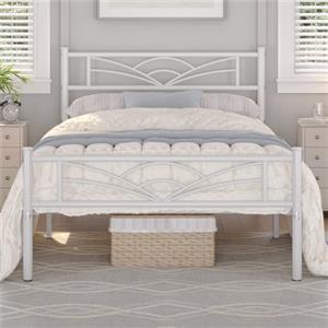 Yaheetech Struttura Letto Singolo Metallo per Materasso 90 x 190 cm Bianco