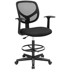 SONGMICS Sedia da Ufficio, Sedia a Rete Girevole, Altezza Regolabile | Sedia a Rete Girevole, Poggiapiedi Regolabili, Ergonomica, 120 kg, OBN25BK