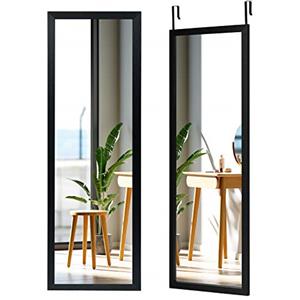 RELAX4LIFE Specchio Sospeso Rettangolare, Appendere alla Porta o alla Parete, Antideflagrante, a Figura Intera, per Ingresso, Bagno, Camera da Letto, 120x37x1,6 cm (Nero)