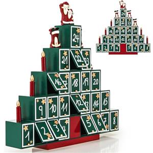 Spielwerk® Calendario dell' Avvento Piramide Riutilizzabile in Legno da Riempire Decorazione Natalizia