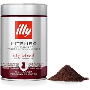 illy, Caffè Macinato per Americano Tostato INTENSO, 100% Arabica con Note di Cacao e Frutta Secca, Retrogusto Pieno e Corposo, Confezione da 250g