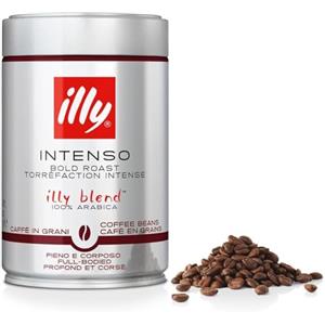illy, Caffè in Grani da Macinare INTENSO, 100% Arabica con Note di Cacao e Frutta Secca, Retrogusto Pieno e Corposo, 1 Barattolo da 250g