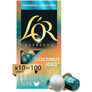 L'Or - Capsule Caffè Coconut Iced - Bevanda aromatizzata al Cocco** - 100 Capsule in Alluminio - 10 pacchetti da 10 - Compatibili con Macchine Nespresso®* Original