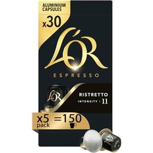 L'Or Capsule Caffè Espresso Ristretto Intensità 11-150 Capsule in Alluminio - 5 Confezioni da 30 - Compatibili con Macchine Nespresso