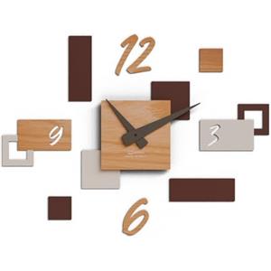 Giallobus - Orologio da Parete Adesivo Modulare Geotime - Stone - Legno Mdf - Geotime - 13S_Elm - Orologio da parete moderno - Numeri adesivi 3d - Costruzione modulare