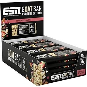 ESN GOAT Bar, frutti di bosco, 12 x 55 g, barretta proteica all'avena, snack energetico ad alto contenuto di fibre, 14 g di proteine e 11 g di avena, dolcificata con datteri e miele