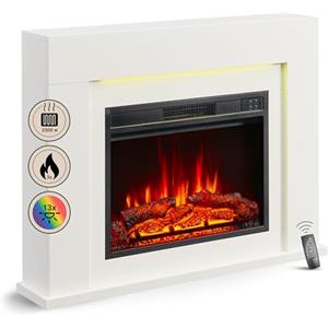 BALDERIA Finn Design Camino elettrico da terra, effetto fiamma 3D LED, riscaldamento