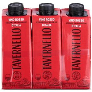 Tavernello Vino Rosso d'Italia, 3 x 250ml (Confezione da 5)