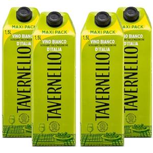 Tavernello Classico Vino Bianco d'Italia, Vino Secco con Profumi Fruttati, 10.5% Vol, Brick da 1,5 L (Confezione da 4)