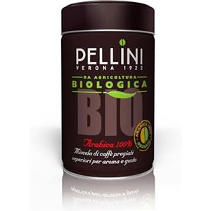 Pellini Espresso Bio, Caffè Macinato per Moka da Agricoltura Biologica dal Sapore Dolce e Delicato, Miscela 100% Arabica a Tostatura Media, Confezione da 250g