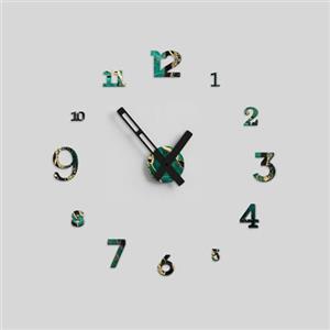 Giallobus - Orologio da Parete Adesivo Grande Float - Typos - Legno Mdf - Float ⌀ 60/80/110cm - 24 - Emerald marble - Orologio da parete moderno - Numeri adesivi 3d - Diametro variabile 60/80/100cm