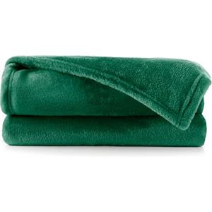 DecoKing Coperta Plaid Pile 160 x 210 cm per Letto una Piazza e Mezza Calda Accogliente e Spessa in Morbido Velluto Per Letto Divano Sedia Tutte le Stagioni Verde Bottiglia Mic
