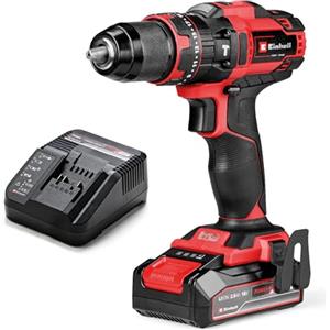 Einhell Trapano a percussione a batteria TE-CD 18/44 Li-i (1x2,5Ah) Power X-Change (18 V, 44 Nm, funzione percussione, mandrino in metallo 13 mm, 2 velocità, batteria da 2,5 Ah e caricabatterie)
