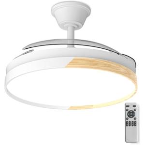 Kemoribe Ventilatore da Soffitto con Illuminazione 106 cm, Ventilatore da Soffitto Luce a LED e Telecomando 6 Velocità, Illuminazione LED Dimmerabile, motore DC silenzioso