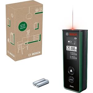 Bosch Distanziometro laser Zamo 4a generazione (misurazione facile e precisa fino a 25 m, batterie ricaricabili tramite USB-C®, con funzione di aggancio, in scatola di cartone E-Commerce)