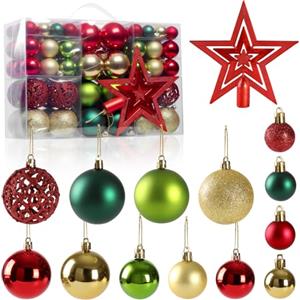 Romicta Set di 101 Palline di Natale, Addobbi Natalizi Lucenti in Plastica Infrangibile per Albero di Natale, Decorazioni con Scatola di Conservazione