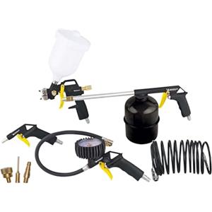 MICHELIN, Kit Accessori per Compressore 8 Pezzi (Include Tubo a Spirale 5m Completo di Attacchi Rapidi, Pistola di Gonfiaggio, Pistola di Soffiaggio, Aerografo a Gravità, Pistola di Lavaggio, 3 Ugelli