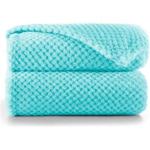 DecoKing Coperta Plaid Pile 220x240 cm per Letto Matrimoniale Calda Accogliente e Spessa in Morbido Velluto Stile Scandinavo Per Letto Divano Sedia Tutte le Stagioni Turchese Henry