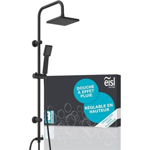 EISL EASY ENERGY DX12004BL-A, colonna doccia nero, sistema doccia senza rubinetto, con grande doccia a pioggia (170 x 170 mm) e doccetta senza rubinetto, colonna doccia senza miscelatore nero