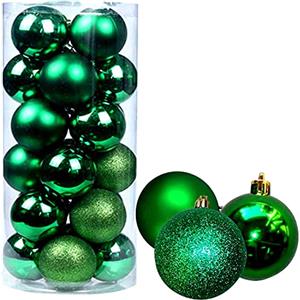 SHATCHI 30 mm/24 palline di Natale infrangibili verde smeraldo, decorazioni per albero di Natale, palline ornamentali da appendere, decorazioni natalizie, lucide, opache, glitterate