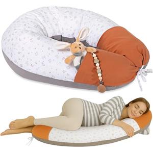 baby idea Cuscino Gravidanza per Dormire e Allattamento Con Tasche DoDo - Sciarpina in Omaggio - In Mussola e Gersey - Federa Sfoderabile e Lavabile 100% Cotone - Made in Italy (Arancio)
