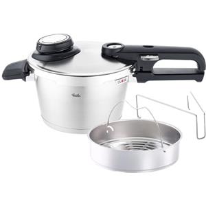 Fissler Vitavit Premium Pentola a pressione in acciaio inox 2.5 L, 18 cm, 4 livelli di cottura, incluso inserto, adatta a fornelli a induzione