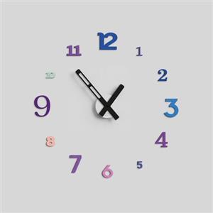 Giallobus - Orologio da Parete Adesivo Grande Float - Typos - Legno Mdf - Float ⌀ 60/80/110cm - 02 - Lavender - Orologio da parete moderno - Numeri adesivi 3d - Diametro variabile 60/80/100cm