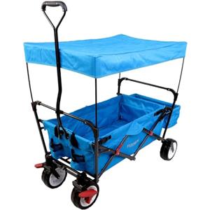 Fuxtec Carrello pieghevole City Bollerwagen FUXTEC - spiaggia - da giardino - trasporto bambini - qualsiasi terreno - tettuccio rimovibile - asta di trazione - 4 ruote - borsa posteriore - copertura - CT350