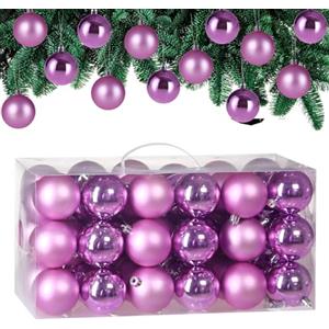 DEUBA® Set Palline di Natale 54pz Ø 6cm in Plastica Decorazione Albero Addobbi Natalizi Feste Inverno Interno Esterno Rosa