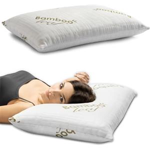 Flowen Cuscino Cervicale Memory Foam per Dormire Ortopedico Aloe Vera Guanciale Letto Ideale per Supporto al Collo Ergonomico Traspirante Antirussamento Anallergico Federa in Bamboo Lavabile