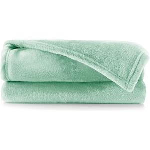 DecoKing Coperta Plaid Pile 160 x 210 cm per Letto una Piazza e Mezza Calda Accogliente e Spessa in Morbido Velluto Per Letto Divano Sedia Tutte le Stagioni Menta Mic