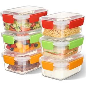 AiQInu Set da 6 Contenitori Ermetici per Alimenti 750ml, a Chiusura Ermetica e Impilabili - Senza BPA, Lavabili in Lavastoviglie, per Microonde e Congelatore, per Meal Prep e Conservazione Cibi