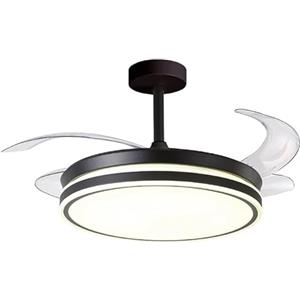 BEL AIR HOME - Ventilatore da soffitto ASGARD con motore DC e pale a scomparsa con luce LED 36 W (3000 K, 4000 K, 6500 K) con telecomando incluso (NERO)