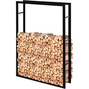 Laneetal Legnaia per Esterno e Interno, Portalegna da Interno 150x100x25cm, Porta Legna Accanto al Camino, Scaffale in Metallo per Legna da Ardere, Nero