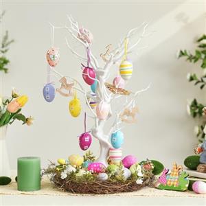 Inweder Albero di Natale artificiale bianco, alto 58 cm, ornamento per tavola, albero Pasqua, desideri nozze, Halloween, compleanno