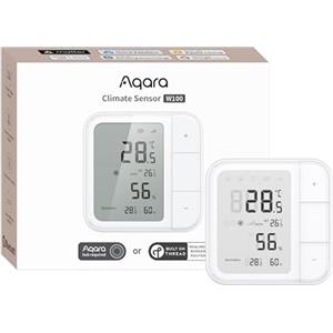 Aqara Termostato Ambiente W100 Thread/Zigbee, Monitoraggio della Temperatura e dell'Umidità, Wireless, Controllo Remoto HVAC, 3 Pulsanti Personalizzabili, Funziona con HomeKit, Alexa, Google