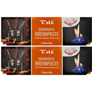 Glracd Till Brennpaste 2 bruciatori per fonduta per gel/pasta per fonduta, 6 barattoli da 80 g