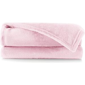 DecoKing Coperta Plaid Pile 160 x 210 cm per Letto una Piazza e Mezza Calda Accogliente e Spessa in Morbido Velluto Per Letto Divano Sedia Tutte le Stagioni Rosa Polvere Mic