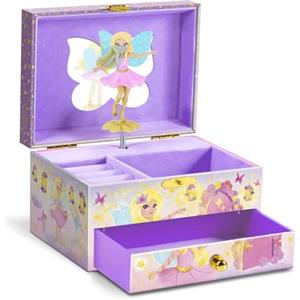 CRAZE MUSIC BOX Fata | Carillon con melodia, portagioie per bambine con fata girevole, specchio e cassetto
