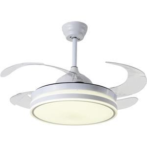 BEL AIR HOME Ventilatore da soffitto ASGARD motore DC silenzioso, pale trasparenti 108 cm, luce LED 36 W 3 temperature, telecomando, modalità inverno, bianco