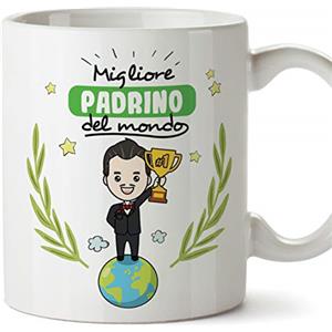 Mugffins (Tassa in Italiano) Sponsor Tazze da caffè Originali e Colazione da regalare ai padrini e alle madrine - Miglior Padrino del Mondo - Ceramica 350 ML