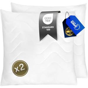 FH FAM' HOME HOME COSINESS FAM' Home - Set di 2 cuscini di lusso, cuscino ergonomico bianco, facile da curare, cuscino anallergico, lavabile fino a 95 °C, traspirante (Set di 2 65x65 cm)