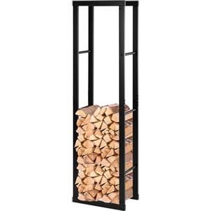 Laneetal Legnaia per Esterno e Interno, Portalegna da Interno 150x40x25cm, Porta Legna Accanto al Camino, Scaffale in Metallo per Legna da Ardere, Nero