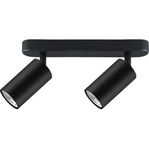 Maclean MCE452 B faretto da soffitto 2 fiamme 2xGU10 attacco per lampadine LED e alogene fino a 35W plafoniera faretto da parete 55x100mm ruotabile orientabile (2 fiamme senza lampadine, nero)
