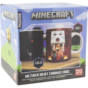 Paladone, Tazza di Minecraft che si modifica con il calore con Nether e Steve, con licenza ufficiale, tazza da caffè in ceramica, si trasforma con bevande calde, prodotto della cultura pop, 300 ml