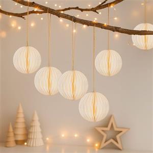 Ideen mit Herz Palline a nido d'ape da appendere | con chiusura magnetica | 6 palline di carta con bordo dorato | con nastro dorato per appendere | ciondolo per Natale | decorazione natalizia in carta
