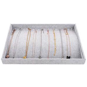 Emibele Ripiano Gioielli 20 Scomparti, Portagioie con Imbotittura in Veluto, Accessori Gioielleria, Ripiani portagioie per Gioielli, Collane, Orologi, Orecchini - Grigio