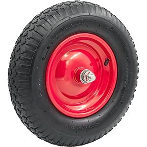 STI Ruota 4.8/4.00-8 Ø 390mm Gomma Pneumatica per Carriola compreso asse perno 155mm x 20mm