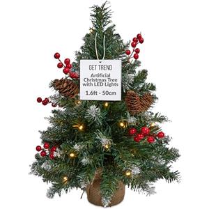 Get Trend Albero di Natale con Luci Incorporate, 50 cm Alberi di Natale Piccoli LED a Stringa e Punte Smerigliate, Decorazioni Natalizie per Tavolo e Ufficio (Verde)