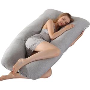 SHANNA Cuscino Gravidanza per Dormire, Cuscino Allattamento Neonato a Forma di U, 100% Cotone Cuscini per maternità e il Corpo Laterale con Federa Sfoderabile e Lavabile